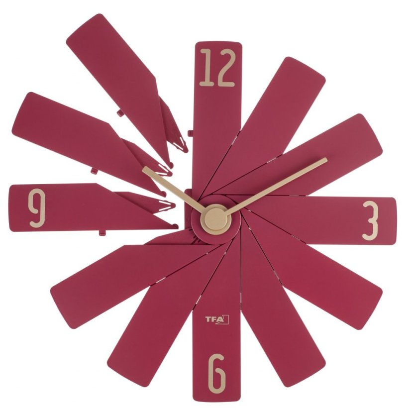 TFA 60.3020.05 - Designové nástěnné hodiny CLOCK IN THE BOX s tichým chodem - červené