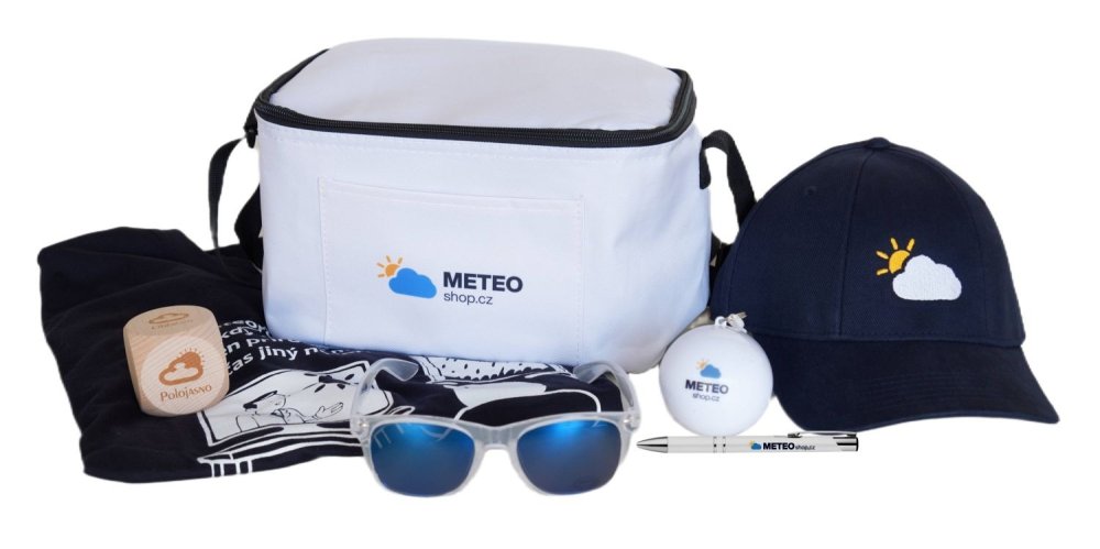Dárky zdarma k nákupu na Meteoshop, propiska, pláštěnka, deštníky, meteokostka, kšiltovka, sluneční brýle, termotaška