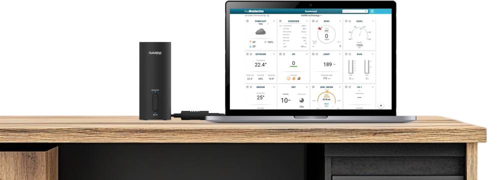 WiFi brána GARNI a počítač pro nahrávání dat na meteorologické servery (Weather Underground, ProWeatherLive, Weathecloud, Počasí meteo)