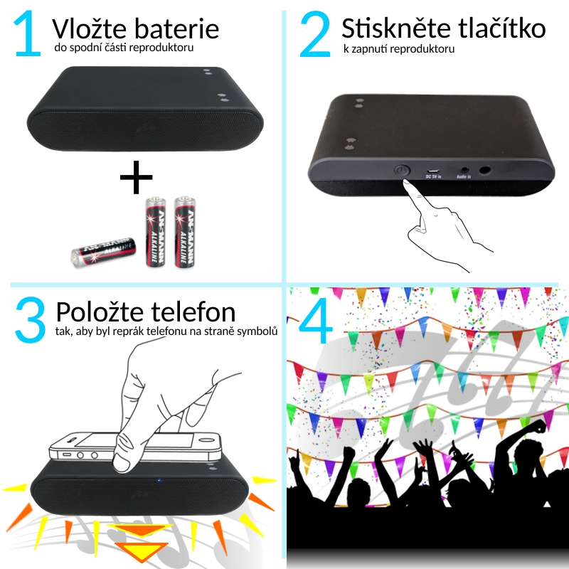 Popis funkce bezdrátového reproduktoru