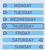 Popisek dní v týdnu na displeji budíku