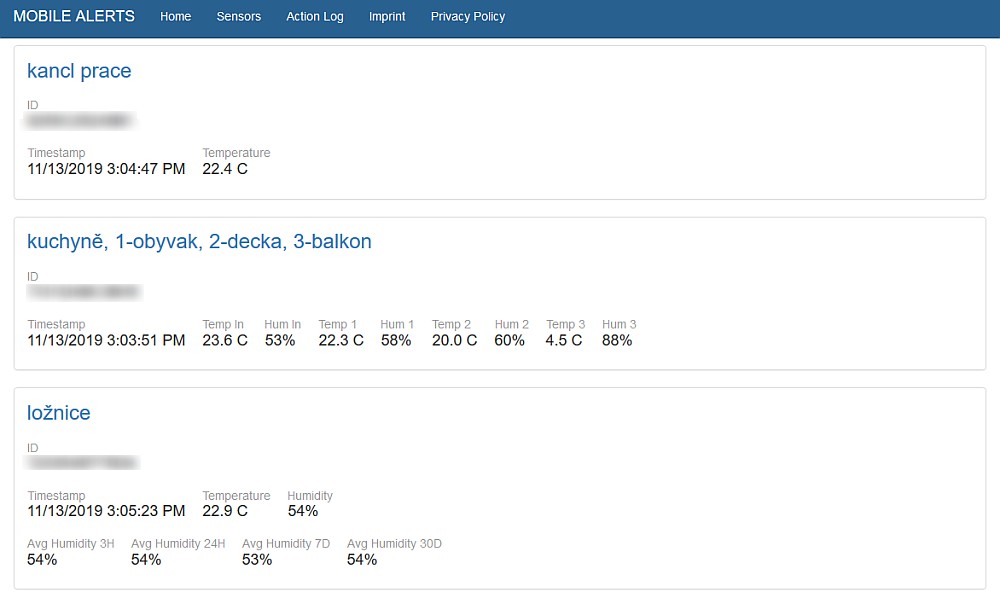 Náhled Mobile Alerts WeatherHub